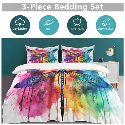 Parure de lit microfibre 220x240 motif libellule fermeture éclair - 4