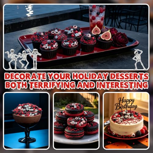 Image of Halloween Edible Sprinkles,Red Black Silver Eyeball Sugar Sprinkle Mix