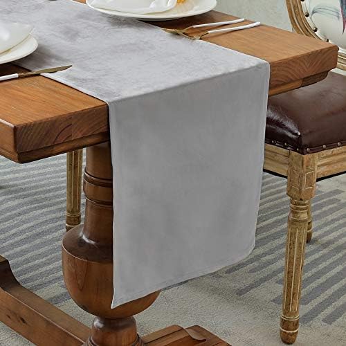 BALCONY & FALCON Grey Table Runners Washable Table Runner for Kitchen Party Holiday Decoration Dining Room