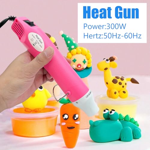 Mini Heat Gun, Portable Hot Air Gun Tool for DIY Crafts Heat Shrink Gun for Epoxy Resin, Embossing, Shrinking Wrapping Drying Paint Removing Stickers (Pink) - Thumbnail 5