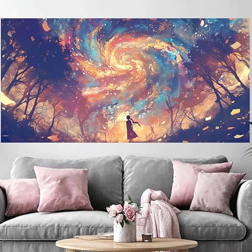 Diamond painting abstrait grand format 100x200cm, kit broderie paysage 5D avec strass ronds