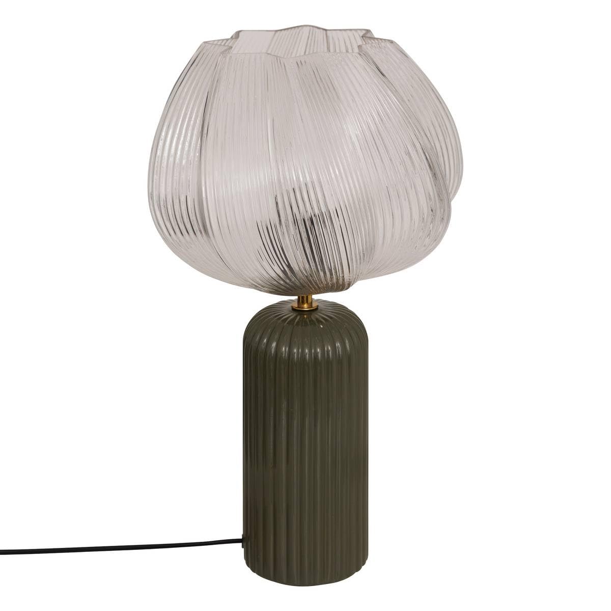 Atmosphera - Lampe à Poser Phylas Kaki – H45,5cm – Base en Céramique et Abat-jour en Verre – Ampoule Non Incluse – Éclairage Décoratif Intérieur