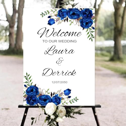 Welcome To Our Wedding Sign, Welcome To The Wedding Of Sign, Personalized Wildflower Design With Names and Date, Custom Wedding Entrance Sign for Ceremony or Reception Décor, Gifts for Bride and Groom (Version #17)