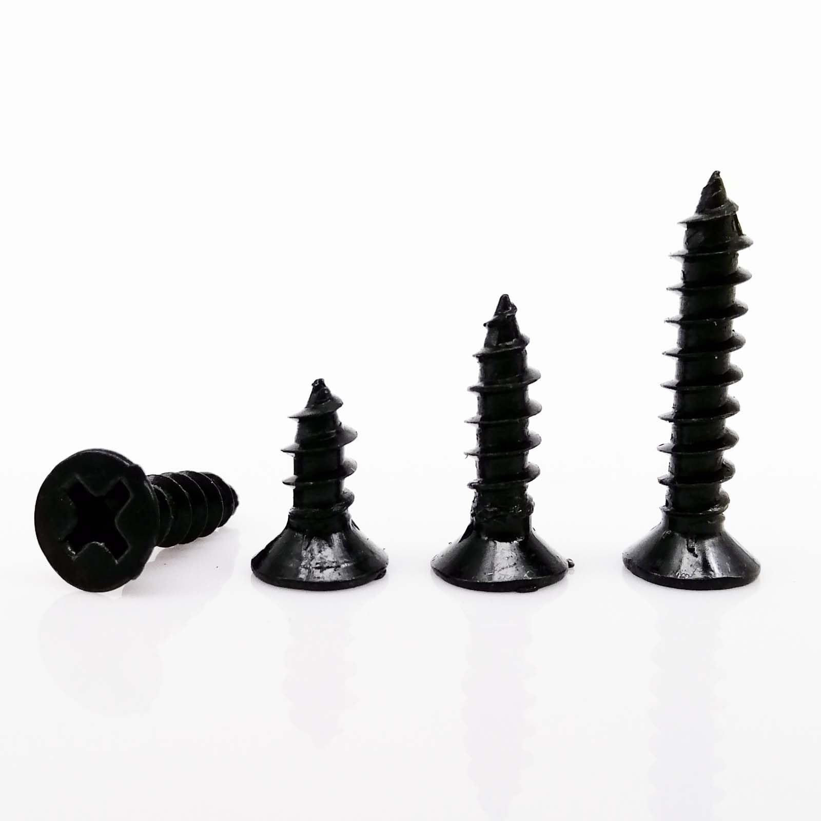 Tornillo autorroscante 50/100 piezas M1 M1.2 M1.4 M1.7 M2 M2.6 M3 M4 de acero negro mini micro cruz Phillips plana avellanada cabeza avellanada autorroscante para madera (30 mm, 100 piezas M3)