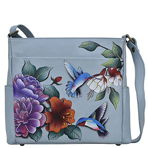 Anna by Anuschka Women's Hand-Painted Leather Crossbody with Side Pockets