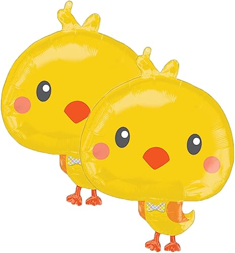 Juego de 2 adorables globos de aluminio para fiesta de pollitos de bebé de 28 pulgadas