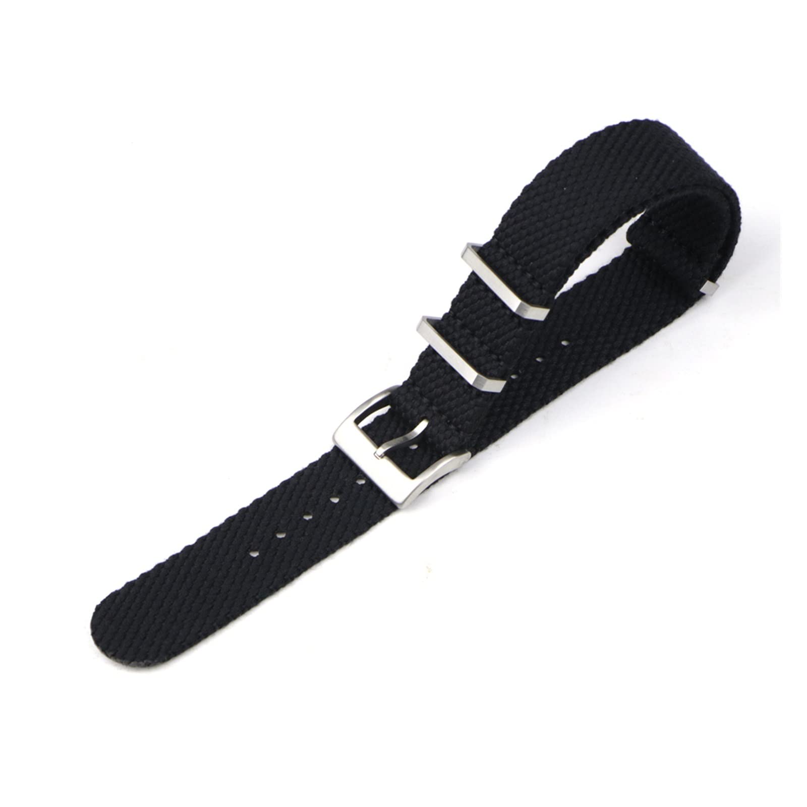 New Weave Cotton Nylon Blend NATO Pasek 20 mm 22 mm Miękki materiał Pasek do zegarka Szary Brązowy Niebieski Bransoletka Akcesoria (Kolor: Noir, Rozmiar: 20 mm)