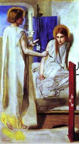 Peinture à l'huile Rossetti Ecce Ancilla Domini de 36 x 48 pouces