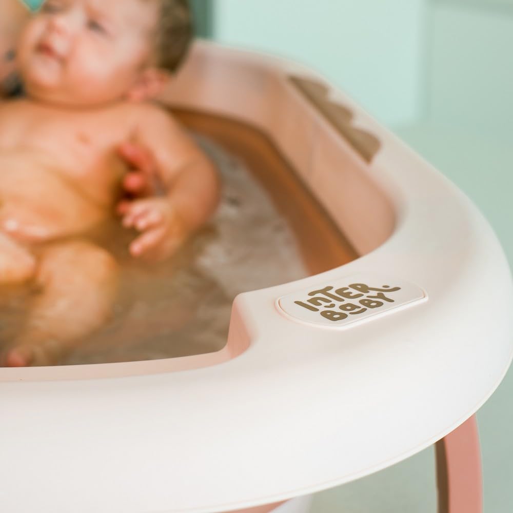 Składana wanna dla niemowląt Interbaby 80x47x21 cm | Składana wanna dla niemowląt z kubkiem do płukania, antypoślizgowa, szczelna nasadka | przenośna, łatwa do przechowywania, wygodna, niebieska
