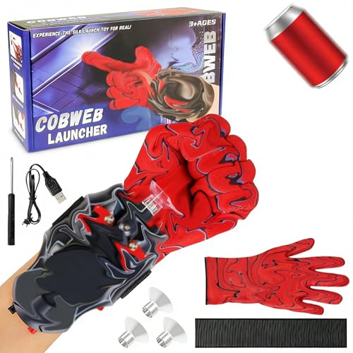 Spid-ER Jouet Garcon 3 4 5 6 7 Ans, Lanceur de Toiles d’Araignée mit Câble Automatique Rétractable, Chargement USB,Lance Toile Spid-ER Cadeau pour Le Cosplay,Halloween et Plus Encore Cadeau (B)