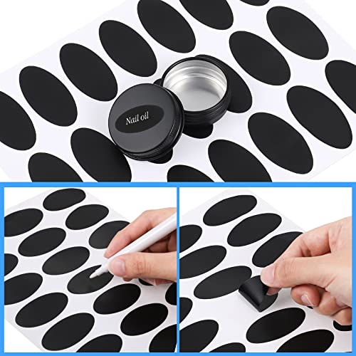 Patelai 100 Pcs Metal Tins 0.5 oz Screw Top Round Cans Aluminum Tin Jar Lip Balm Containers Bottle Empty Travel Cosmetic Cans Container with 5 Sheets Label Stickers 1 Marker(Black)3