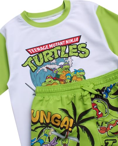 Image of Nickelodeon Paw Patrol TMNT Boys Rash Guard Set UPF 50 Swim Shirts & Trunks