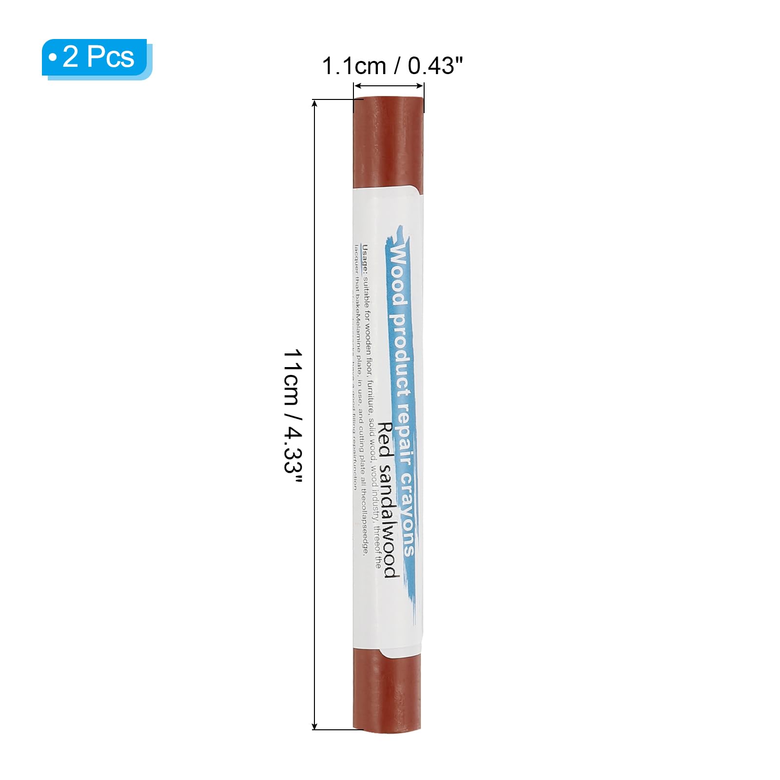 PATIKIL Furniture Repair Crayons, 2 Pcs Wax Wood Filler Sticks Wood Wax Crayons for Scratches Wood Floor Holes Tables Red Sandalwood - Image 2