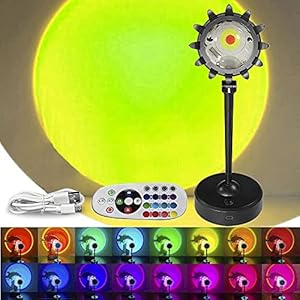 Sunset Lamp, Sunset Projectielamp 16 kleuren nachtlampje romantische visuele sfeerlamp verlichting slaapkamer decoratie zonsondergang lamp