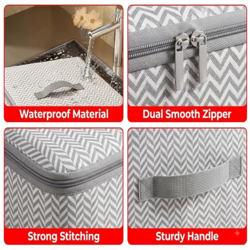 Image of Kian Storage Box for Clothes, Blankets & Bedding | Foldable Closet Organizer with Zipper Lid & Handles | Large Space-Saving Storage Bin for Bedroom, Wardrobe & Home (Pack of 1) (zipper)