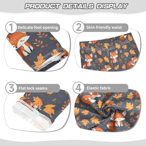Cute Fox Maple Leaf Girls Leggings Soft Stretch Workout Yoga Dance Pants for Kids Casual Tights3