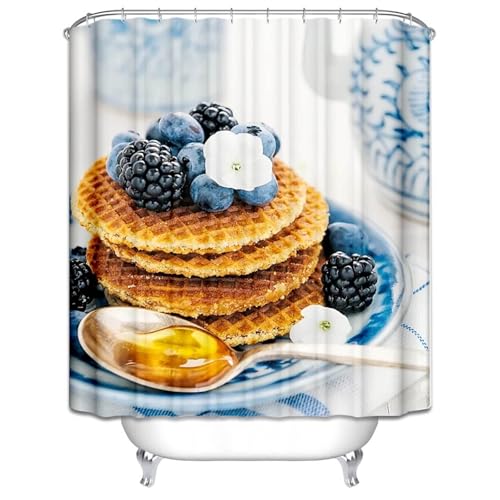Rideau de douche non toxique et inodore style biscuits pour une salle de bain saine et propre - 2