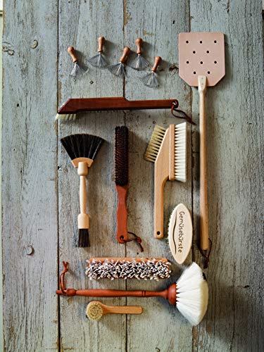 Image of REDECKER Dust Brush with Goat Hair Bristles and Oiled Pearwood Handle, 13-3 /8-Inches, Black with White Dot Goat Hair Dusters - Goat Hair Dusting Brush - Wood Duster Brush