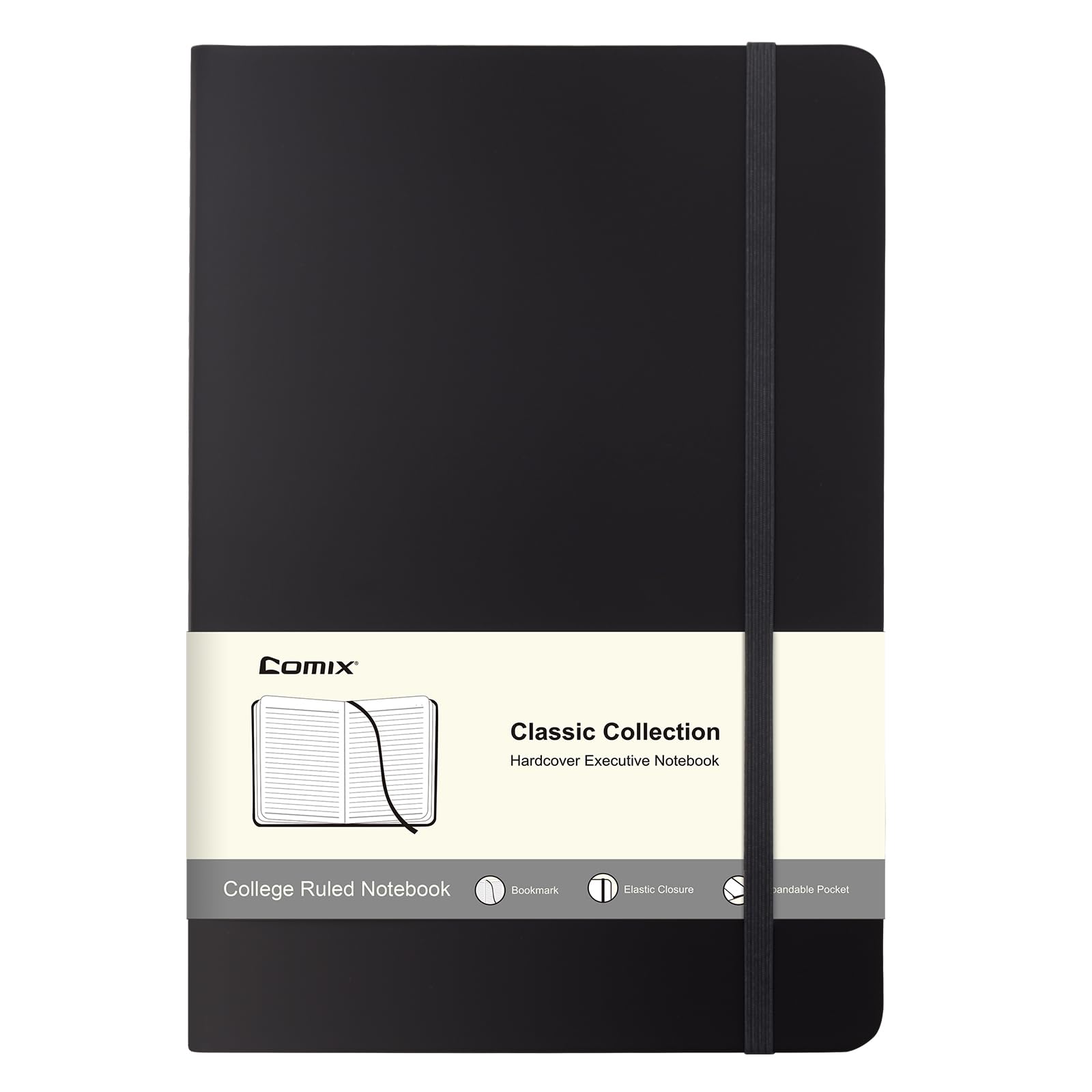 Comix Lined Journal Notebook for Women Men, Journaling Notebooks for Office School Home, 240 Pages, 5.5" x 8.3", College Ruled, A5, Hardcover, BlackThe Forest Stewardship Council