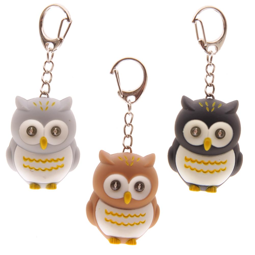 That's Crackers! Owl Keyring | LED Torch & Hooting Sound | Single | Mini Gift | Cracker Filler