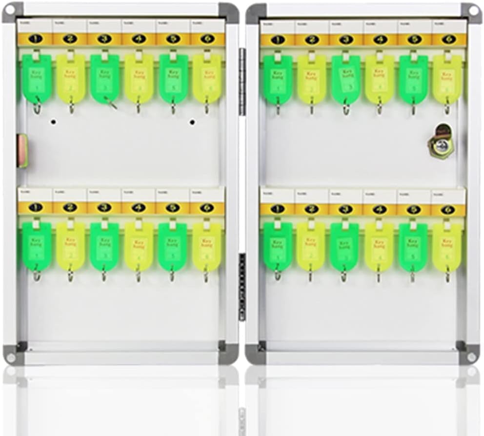 VPGS Key Box Organizer Large 24-Keys Large Capacity Key Cabinet with Colored Labels, Hotel Wall-Mounted Aluminum Alloy Key Security Box, Key Lock Type-image-49