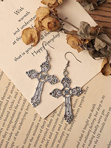 Sacina Gothic Cross Earrings, Zinc Alloy Cross Dangle Earrings, Goth Jewelry Gift for Women3