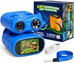 2-in-1 Kids Microscope and Telescope, 1000X Handheld Digital Microscope for Kids, 2.0" Screen, 8 LEDs, 10X Pocket Telescope for Outdoor, 1080P Camera STEM Toys Gifts for Boys Girls 4-12, Blue