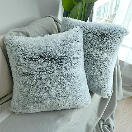 Image of Faux Fur Throw Pillow Covers for Couch Decorative Pillows 16x16 Inch