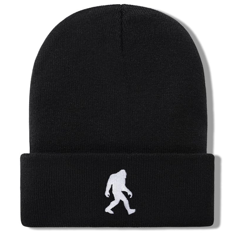 Image of Bigfoot Beanie for Men - Sasquatch Hat Winter Knit Cuffed Beanie for Women - Bigfoot Gifts for Christmas & New Year