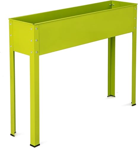 Miniatura 9 de S AFSTAR Cama de jardín elevada, maceta elevada galvanizada con patas y agujeros de drenaje, cama de jardín independiente para interiores y