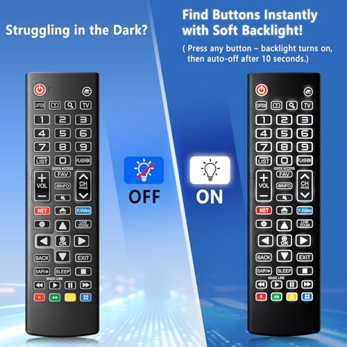 Image of Universal Backlit Remote for LG Smart TV Remote Control Replacement | for All LG TV Remote | Touch-Activated Soft Backlight, Gentle Light Protects Eyes at Night | 1-Year Warranty
