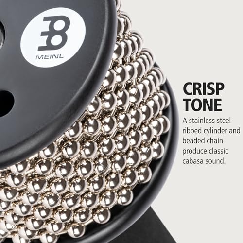 Meinl Percussion Turbo Cabasa Instrument - Kleines Schüttelinstrument mit Perlenkette - Mit Schallöffnungen - Holz / Edelstahl, Schwarz (CA5BK-S)