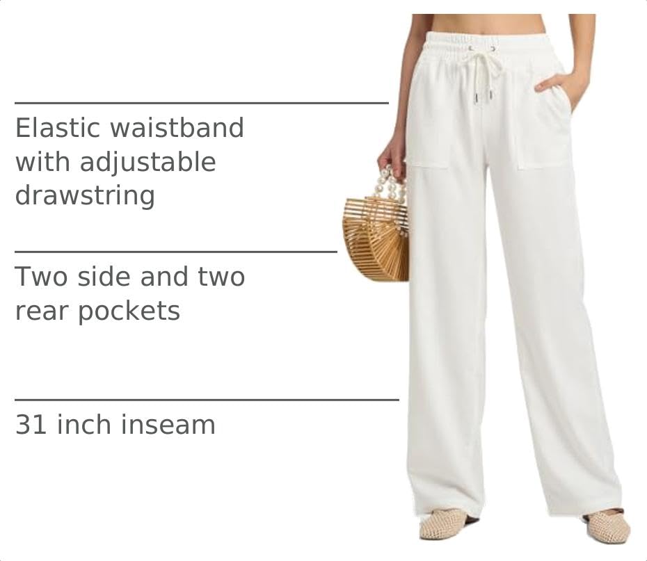 Image of Willit Women Linen Pants Wide Leg Palazzo Trousers 29 inch /31 inch / 33 inch