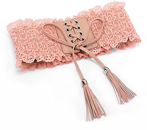 Women's Lace Elastic Stretch Waist Belt Very Soft Comfort Wide Tie Closure for Corset Elagant Dresses4