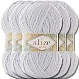 Alize Softy Plus 5 ovillos de lana turca de 100 g, lana turca súper voluminosa, lana de chenilla par...