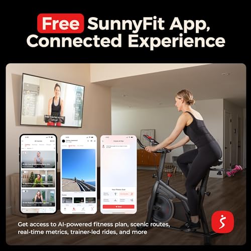 Image of Sunny Health & Fitness Smart Magnetic Indoor Cycling Bike, Stationary Exercise Cardio Equipment, Free SunnyFit Training App