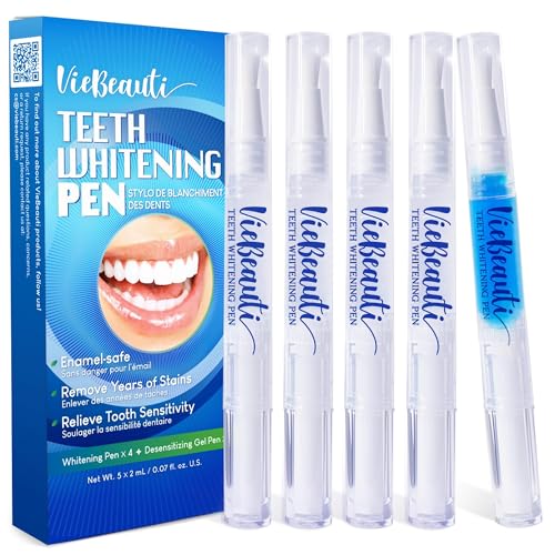 teeth whitening pen gel kit 35 carbamide peroxide gel for stain removal - no sensitivity with remineralizing pen for a brighter whiter smile mint 5 pack