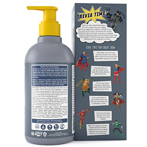 Image of WOW Skin Science Kids Body Lotion - SPF 15 - Caped Crusader Batman Edition - No Parabens, Color, Mineral Oil, Silicones & PEG, 300 ml