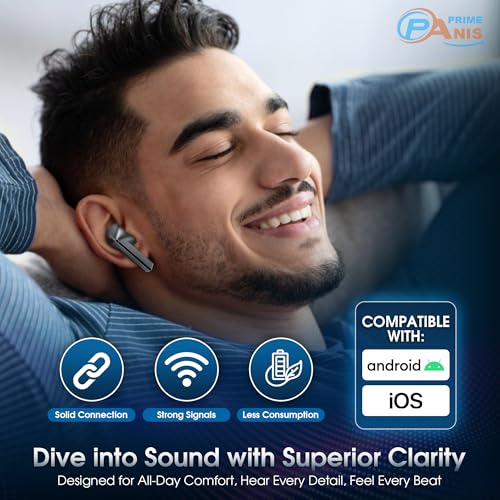 Image of Buds3 Pro TWS Wireless Earbuds, Bluetooth v5.4 Headphones, HiFi Stereo Deep Bass,USB-C | iOS /Android Compatible Earphones (Grey)