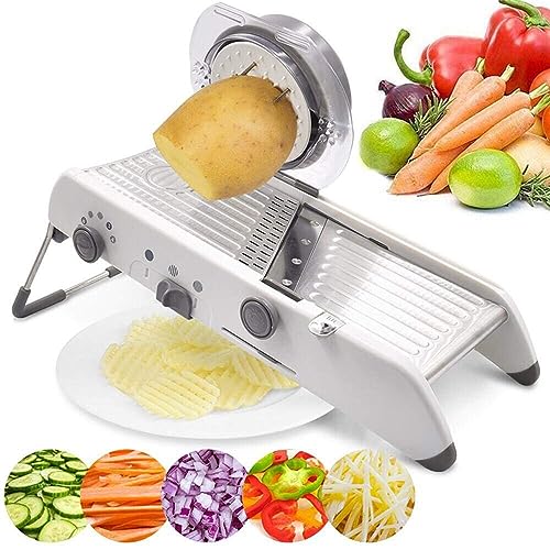 Cortador de mandolina ajustable, cortador de juliana 4 en 1 de acero inoxidable para cortar verduras, frutas y más