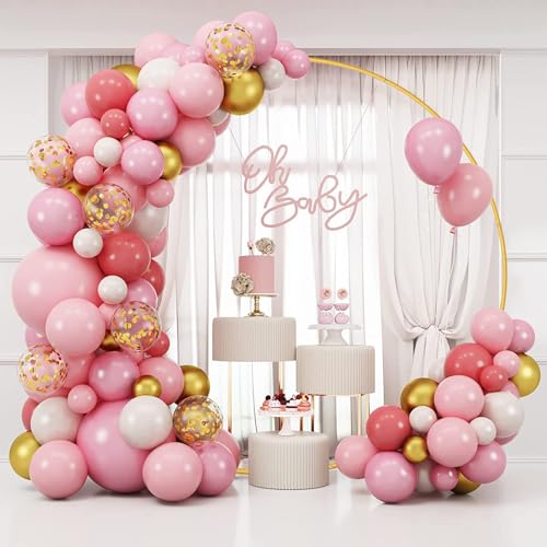 Balloon Arch Backdrop Stand, 6.6 FT Gold Metal Circle Frame for Wedding, Birthday Party, Banquet Decoration - Thumbnail 5
