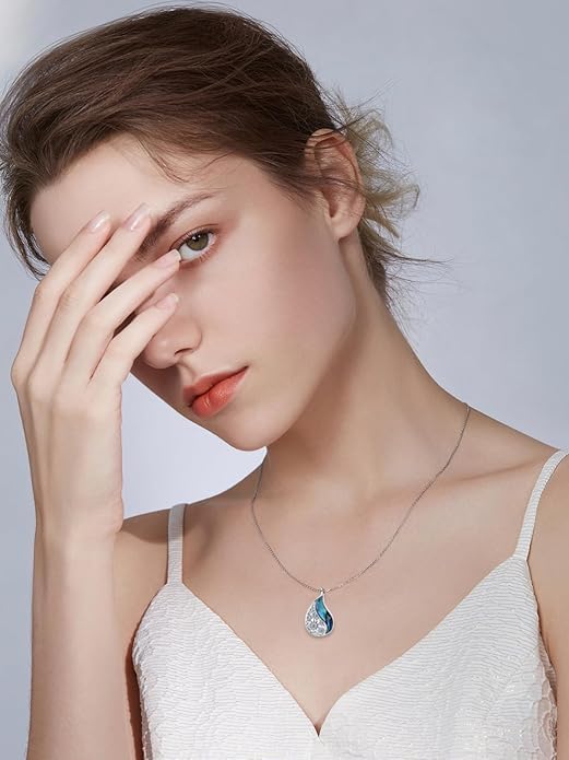 SNOWELLE Flower Teardrop Urn Necklace for Ashes 925 Sterling Silver Abalone Shellfish Keepsake Cremation Pendant Memorial Jewelry for Women - Image 5