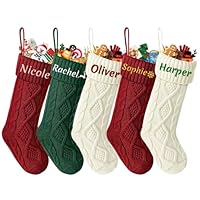 Dreamdecor Personalized Christmas Stockings with Monogramed Name, 18" Customized Embroidered Christmas Stockings,1 Pack Christmas Stockings for Fireplace Family Holiday Christmas Party