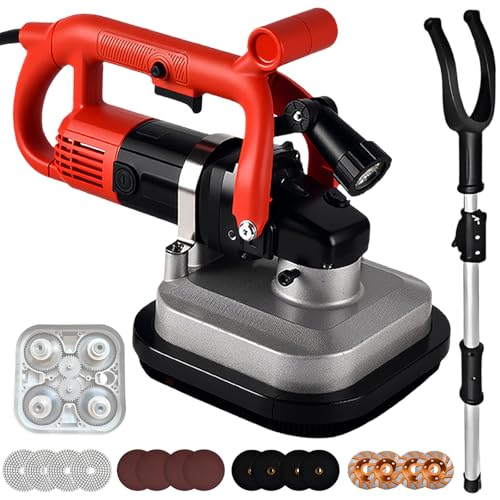 vnmudzeo Electric Cement Floor Polishing Machine,for Stone Processing Plant,Industry 4-Head Wall Floor Grinder Sander,3600W High Power,6 Speed Adjustment RodSet