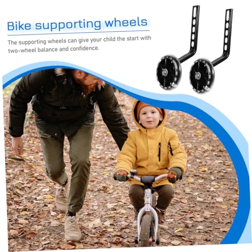 2 Pares de Ruedas Auxiliares Ajustables Resistentes para Bicicleta con Soportes Negros para Entrenamiento miniatura 3
