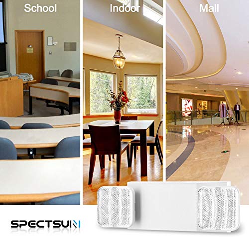 Image of SPECTSUN 10 Pack LED Emergency EXIT Sign Lighting Combo- 120-277V Emergency Exit Lights for Home Power Failure-UL 924 Certified Commercial Emergency Light Fixtures,Ebulb Emergency Power