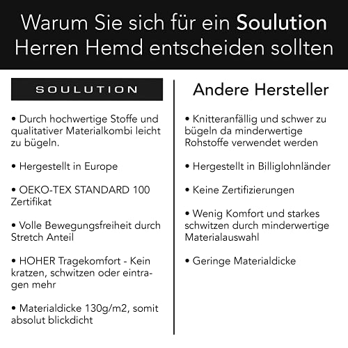 Soulution Overhemd voor heren, slim fit, lange mouwen, ondoorzichtig, met 130 g/m², lichaamsbewuste snit, business, vrije tijd, kostuumhemd, herenoverhemden, S-XXL - Image 6