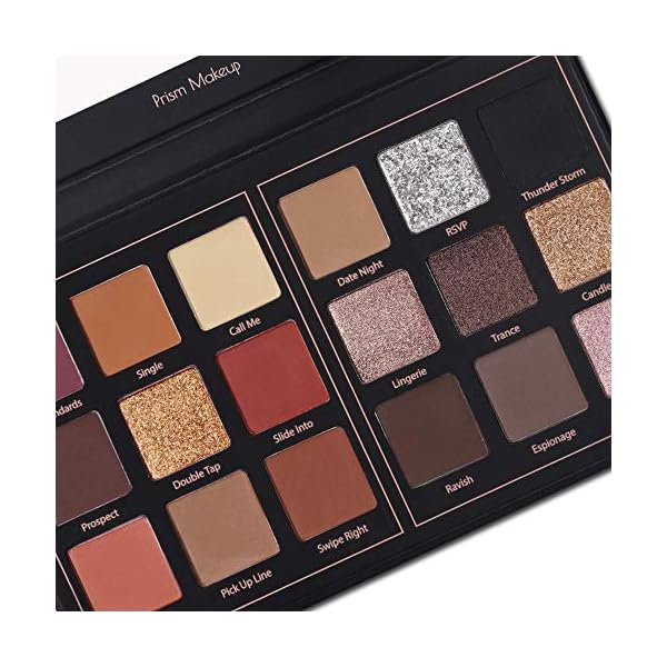 Prism Makeup Matte Eyeshadow Palette Pro 18 Colors Pigmented Shimmer Glitter Eye Shadow Palette, Long Lasting Waterproof Smokey Powder Cosmetics Halloween Makeup Kit (01# Seductress)