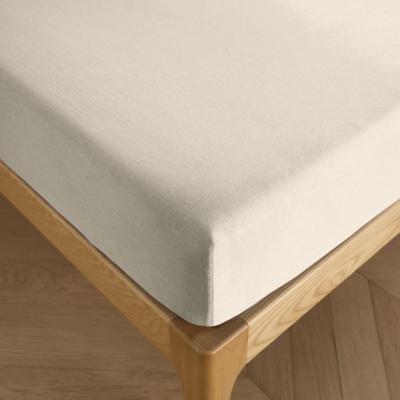 Drap Housse Grands Bonnets 30 cm Prémium (Sable, Drap Housse 200 x 200 + 30 cm lit 2 King Size)