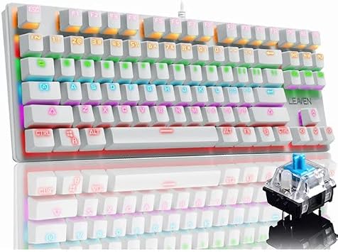 coverzone Leaven K550 Kablolu T rk e Klavye Led RGB 87 Tu lu Switch Renk Se ene i G kku a  Renler Mekanik Oyuncu I kl  Klavye Ergonomik Tasar m Rahat 150cm Kablo Uzunlu u Bilgisayar PC i in Mavi Switch